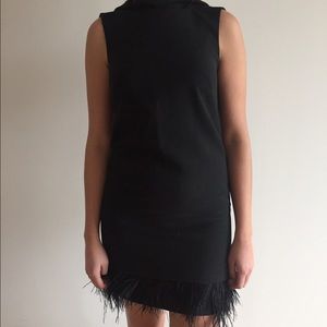 Black ANN TAYLOR dress with feathers